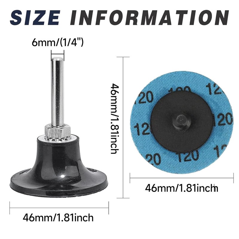 Shineboc 2 Inch Zirconia Sanding Discs, 49Pcs 4-Grit (40/60/80/120) Quick Change Discs with 1/4" Roll Lock for Die Grinder Surface Conditioning Sanding Discs for Rust Removal, Deburring & Polishing - Image 4